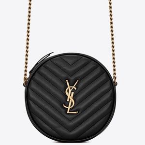 ✨Flash Sale✨YSL Saint Laurent Vinyle Round Camera Crossbody Chain Bag